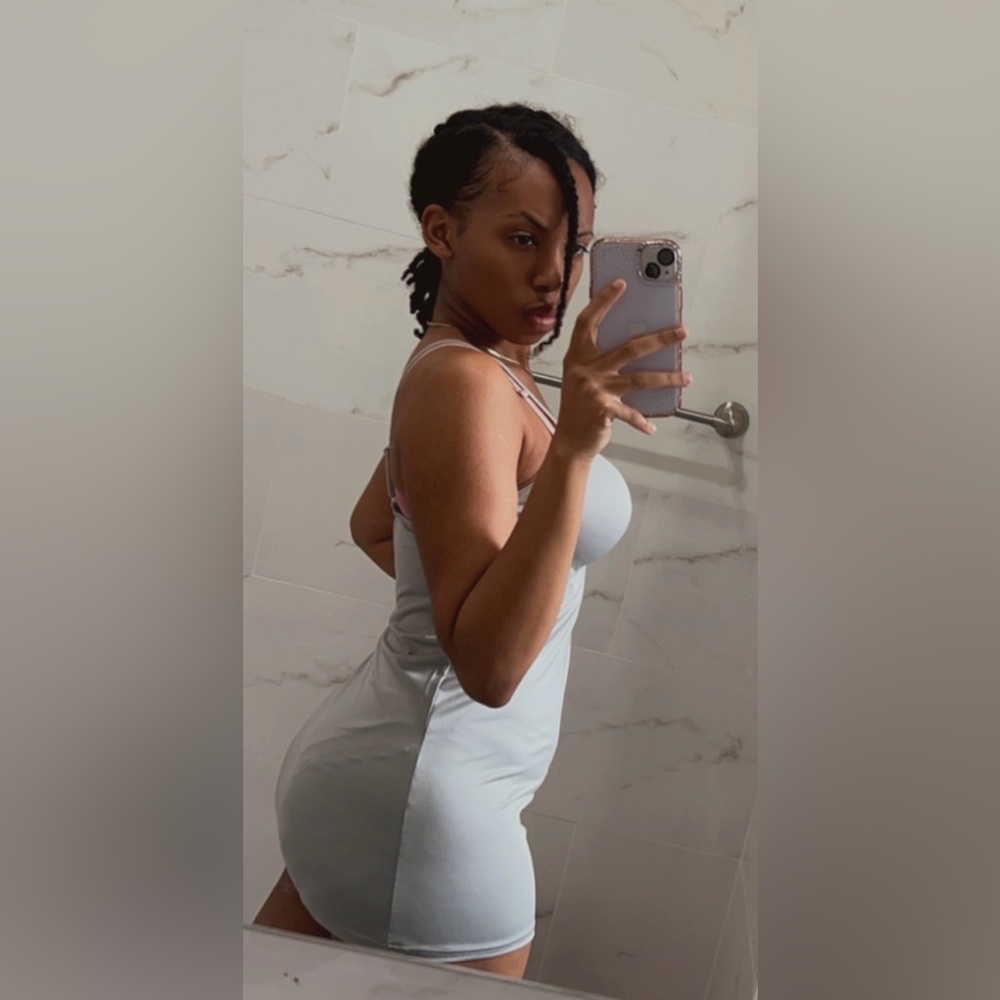 Gray Stretchy Spaghetti Strap Mini Dress (with matching g-string)